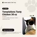 Temptations chicken cat treats in a 30 oz tub