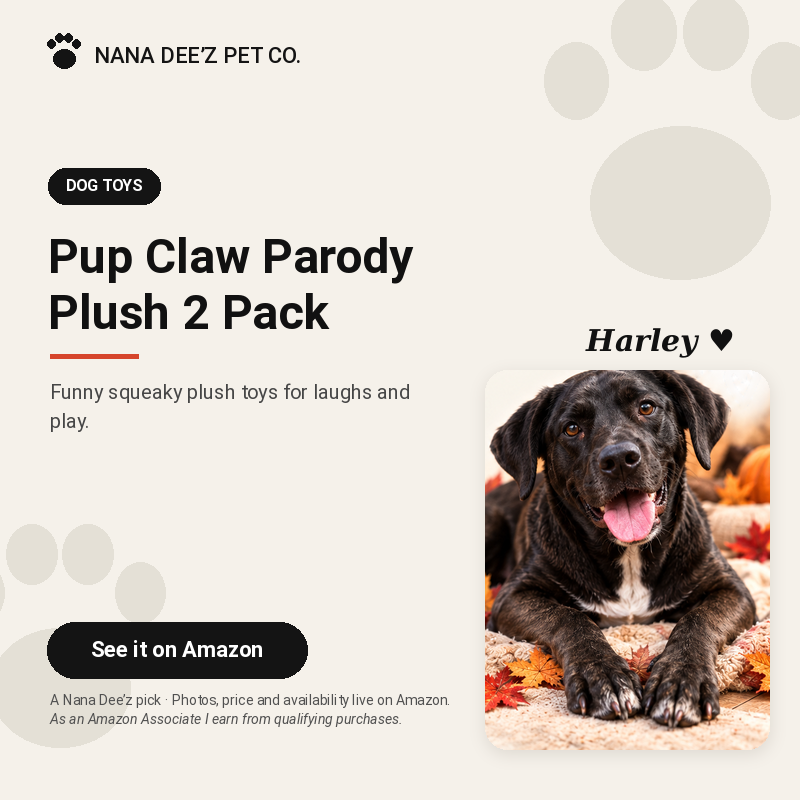 Parody plush squeaky dog toys, 2 pack