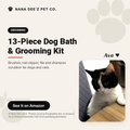 13-piece dog and cat grooming kit with brushes and nail clipper