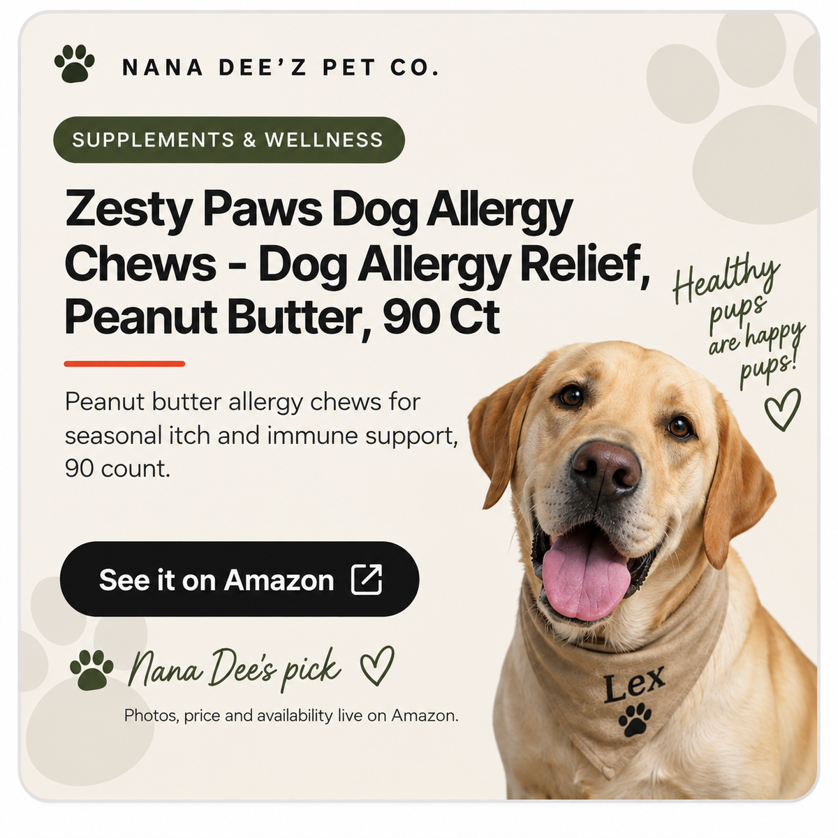 Peanut butter dog allergy relief soft chews, 90 count