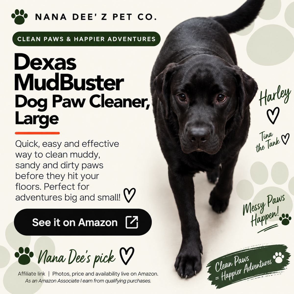 Dexas MudBuster portable dog paw cleaner, large