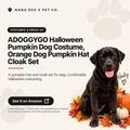 Halloween pumpkin dog costume with hat and cloak