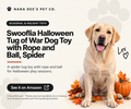 Halloween spider plush tug of war dog toy with rope and ball