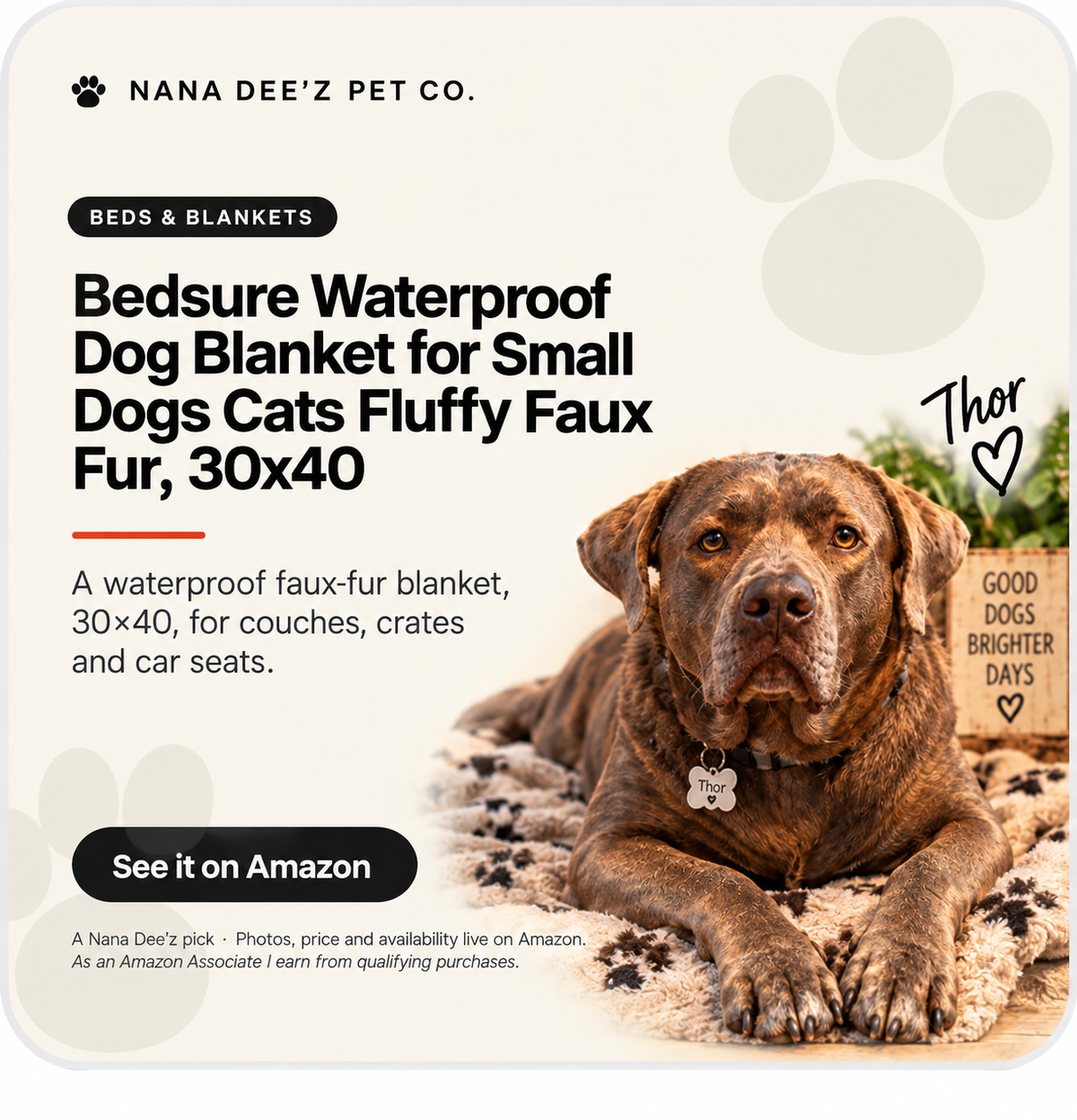 Fluffy waterproof faux fur dog blanket, 30x40