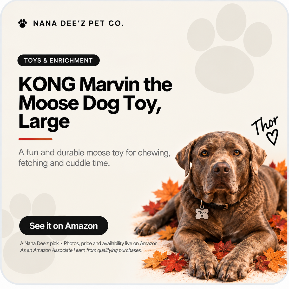 KONG Cozie Marvin Moose plush squeaky dog toy