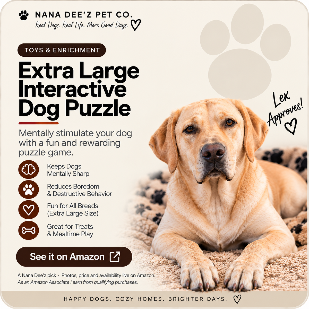 XL interactive dog puzzle toy with adjustable treat compartments