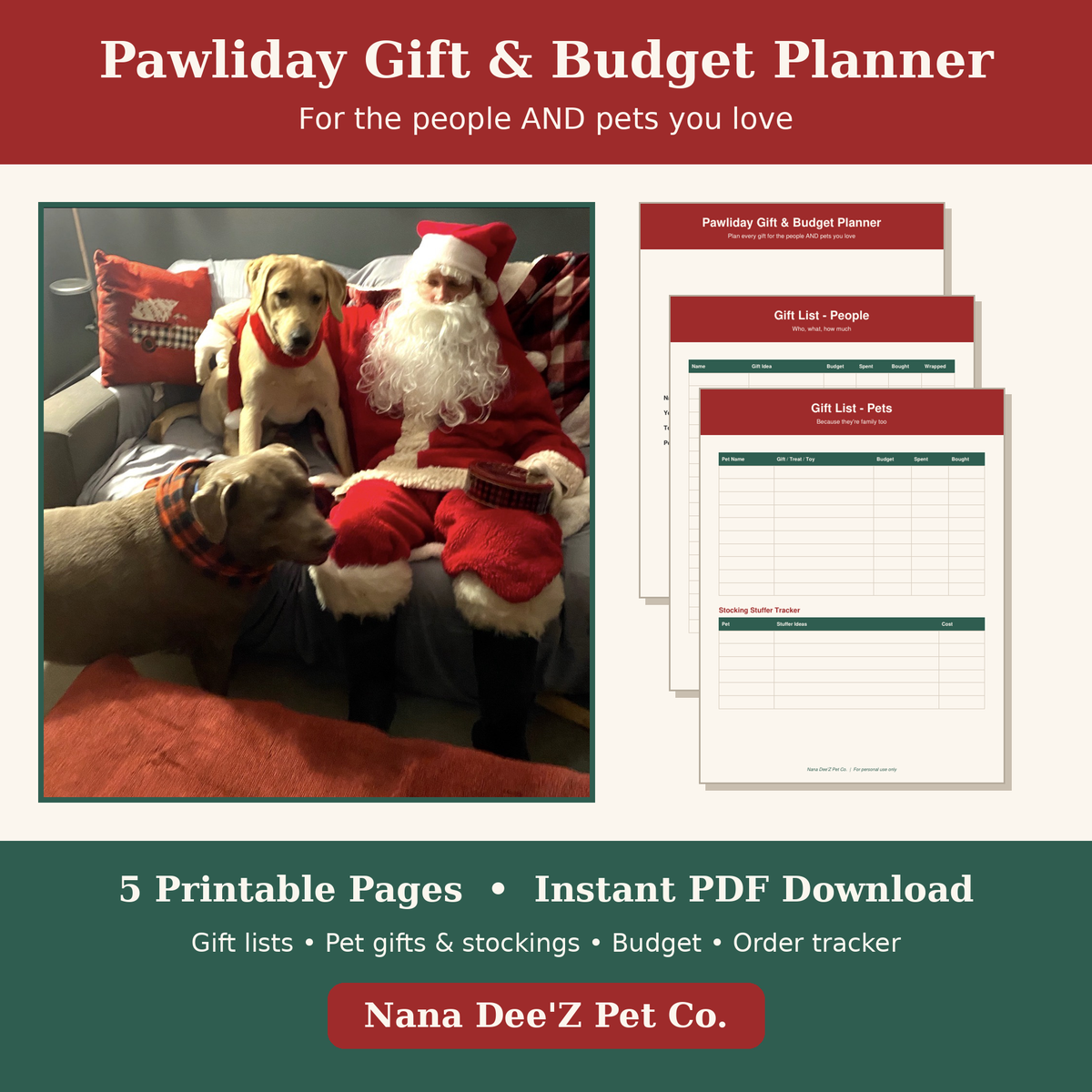 Pawliday Gift & Budget Planner, a printable Christmas planner for pet parents